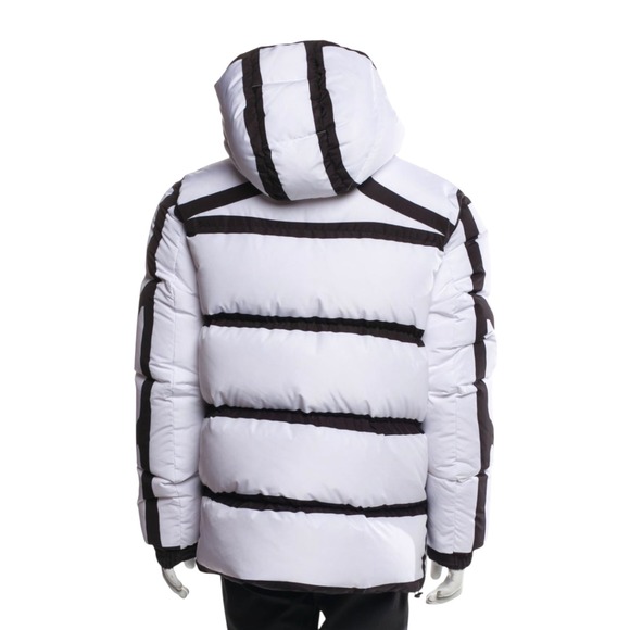 Colmar Reversible Down Puffer Jacket Large Black White Graphic Print Hooded NWT - Picture 12 of 15